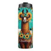 Sonnenblume Llama Trio Vibranntes Muster Thermosbecher (Vorderseite)