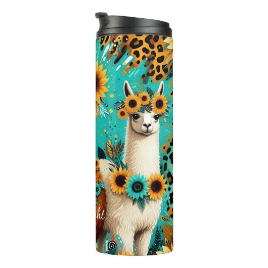 Sonnenblume Llama Trio Vibranntes Muster Thermosbecher (Nach rechts gedreht)