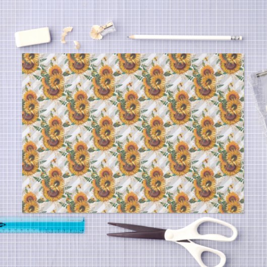 Sonnenblume Lover Bee Honeycomb Muster Seidenpapier (Handwerk)