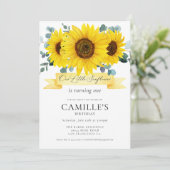 Sonnenblume Mädchen 1. Geburtstag Einladung (Stehend Vorderseite)