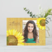 Sonnenblume-Mädchen-Foto-Abschluss-Klasse von Einladung (Stehend Vorderseite)