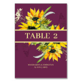 Sonnenblume Magenta Lila Tischnummer Karte (Vorderseite)