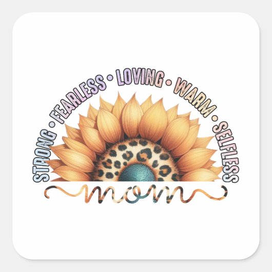 Sonnenblume-Mama Quadratischer Aufkleber (Vorderseite)
