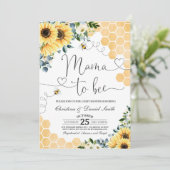 Sonnenblume Mama zu Bee Baby Dusche Einladung (Stehend Vorderseite)