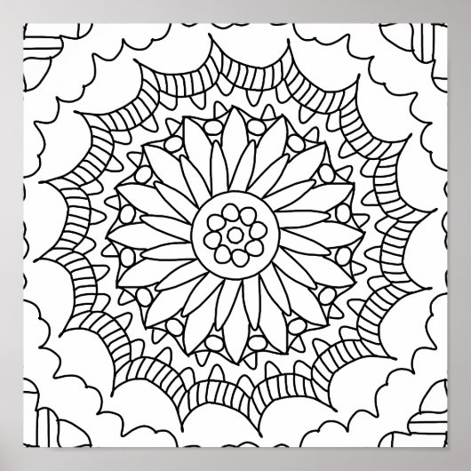 Sonnenblume Mandala Coloring Poster (Vorne)
