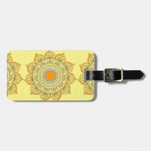 Sonnenblume Mandala Gepäckanhänger (Vorderseite horizontal)