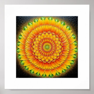 "Sonnenblume Mandala of Light - Sacred Geometry Ar Poster