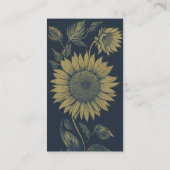 Sonnenblume Marine qr Code Social Media Hochzeitka Visitenkarte (Rückseite)