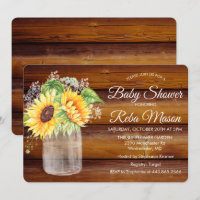 Sonnenblume Mason Jar Baby Dusche Einladung