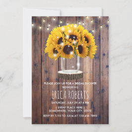 Sonnenblume Mason Jar Barn Wood Rustikales Brautpa Einladung