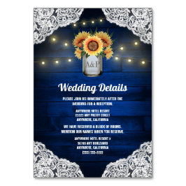 Sonnenblume Mason Jar Blue Wood Wedding Karten