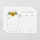Sonnenblume Mason Jar Brautparty Weinkarte Postkarte (Vorne/Hinten)