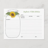 Sonnenblume Mason Jar Brautparty Weinkarte Postkarte (Vorderseite)