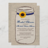 Sonnenblume Mason Jar Bridal Dusche Einladung (Vorne/Hinten)