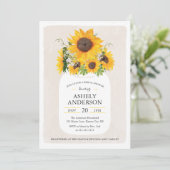 Sonnenblume Mason Jar Bridal Dusche Einladung (Stehend Vorderseite)