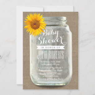 Sonnenblume & Mason Jar Burlap Baby Dusche Einladung