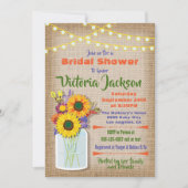 Sonnenblume Mason Jar Burlap Brautparty Einladung (Vorderseite)
