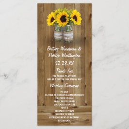 Sonnenblume Mason Jar Burlap + Hochzeitsprogramme Programm