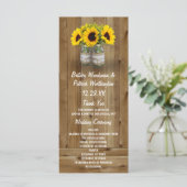 Sonnenblume Mason Jar Burlap + Hochzeitsprogramme Programm (Stehend Vorderseite)