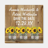 Sonnenblume Mason Jar Burlap und Spitze Save the D Magnet (Vorne)