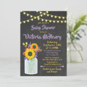 Sonnenblume Mason Jar Chalkboard Babydusche Einladung (Stehend Vorderseite)