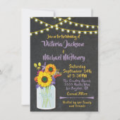 Sonnenblume Mason Jar Chalkboard Hochzeit Einladun Einladung (Vorderseite)