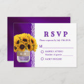 Sonnenblume Mason Jar Lila Wedding RSVP (Vorne/Hinten)