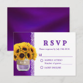 Sonnenblume Mason Jar Lila Wedding RSVP Karte (Vorne/Hinten)