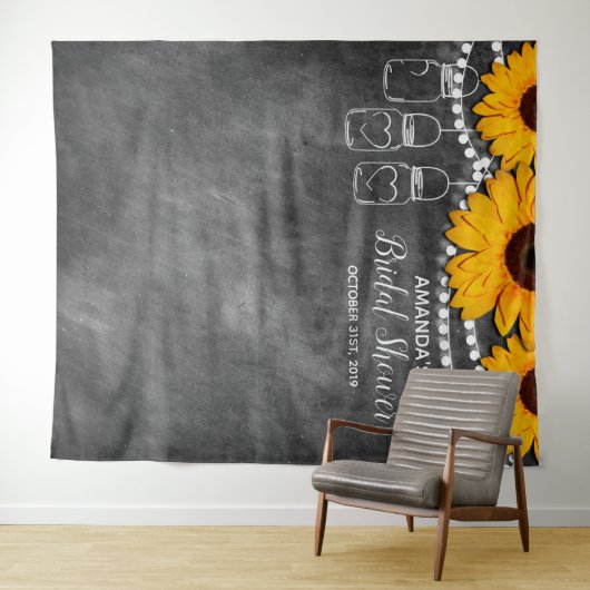 Sonnenblume Mason Jar Party Foto Stand Hintergrund Wandteppich (Beispiel (Horizontal))