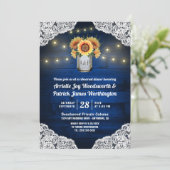 Sonnenblume Mason Jar Probe Abendessen Einladung (Stehend Vorderseite)