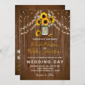 Sonnenblume Mason Jar Rustic Barn Wood Wedding Einladung (Vorne/Hinten)
