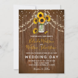 Sonnenblume Mason Jar Rustic Barn Wood Wedding Einladung