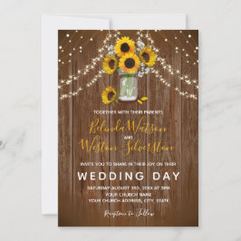 Sonnenblume Mason Jar Rustic Barn Wood Wedding Einladung