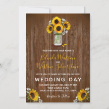 Sonnenblume Mason Jar Rustic Barn Wood Wedding Inv
