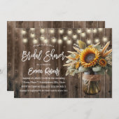 Sonnenblume Mason Jar Rustic Wedding Brautparty Einladung (Vorne/Hinten)
