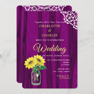 Sonnenblume Mason Jar Rustic Wedding Einladung