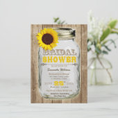 Sonnenblume Mason Jar Rustikales Brautparty Einladung (Stehend Vorderseite)