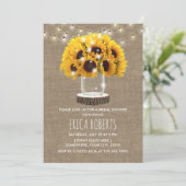 Sonnenblume Mason Jar & String Lights Brautparty Einladung (Stehend Vorderseite)