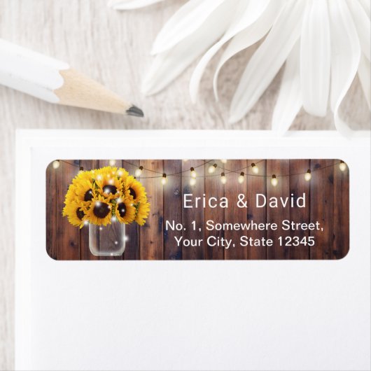 Sonnenblume Mason Jar String Lights Rustikale Hoch (Insitu)