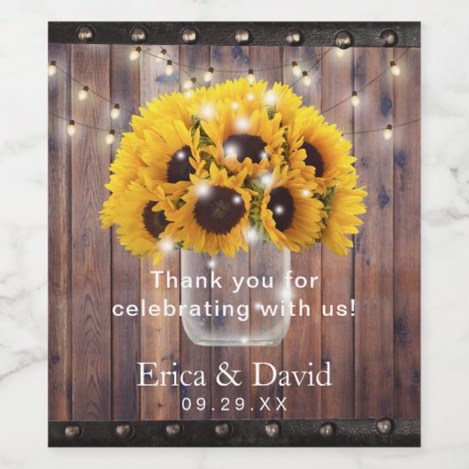 Sonnenblume Mason Jar String Lights Rustikale Hoch Weinetikett (Einzelnes Label)