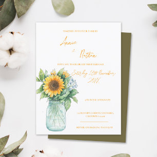 Sonnenblume Mason Jar Wassercolor Hochzeit Einladu Postkarte