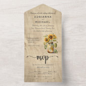 Sonnenblume Mason Jar Wood All in One Wedite Einla All In One Einladung (Innen)