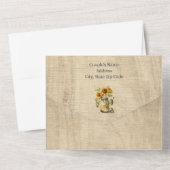 Sonnenblume Mason Jar Wood All in One Wedite Einla All In One Einladung (Rückseite)