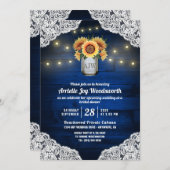 Sonnenblume Mason Jar Wood Bridal Dusche Einladung (Vorne/Hinten)