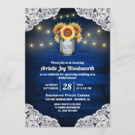 Sonnenblume Mason Jar Wood Bridal Dusche Einladung