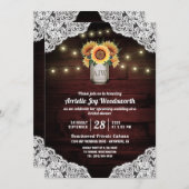 Sonnenblume Mason Jar Wood Bridal Dusche Einladung (Vorne/Hinten)