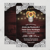 Sonnenblume Mason Jar Wood Lace Hochzeit Einladung (Vorne/Hinten)