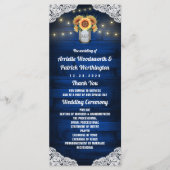 Sonnenblume Mason Jar Wood Lace Hochzeitsprogramme Programm (Vorderseite)