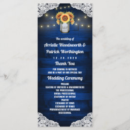 Sonnenblume Mason Jar Wood Lace Hochzeitsprogramme Programm