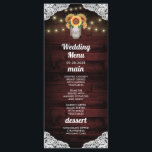 Sonnenblume Mason Jar Wood Lace Wedding Menu Cards Menükarte<br><div class="desc">Sonnenblumen Mason Jar Wood Lace Wedding Menu Cards - mit einem tiefen, roten Stallholz Hintergrund bestickt mit Spitzen und mit warmen farbigen Saiten Tinkle Lichter. Das Design umfasst auch einen Blumenstrauß in einem Glaskeramikglas, mit dem Sie die Initialen Ihrer Wahl anpassen können. Die Rückseite hat auch den gleichen rustikalen Hintergrund,...</div>